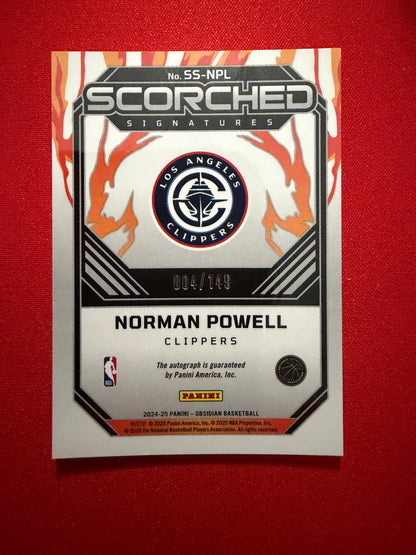 Norman Powell 2024-25 Panini Obsidian Basketball Scorched Auto Electric Etch /149