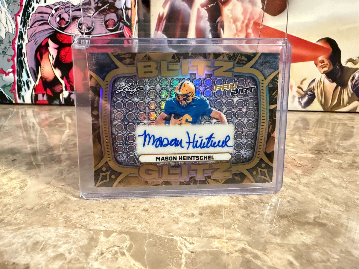 Mason Heintschel Leaf Paydirt Football Blitz Glitz Metal Auto SSP /15