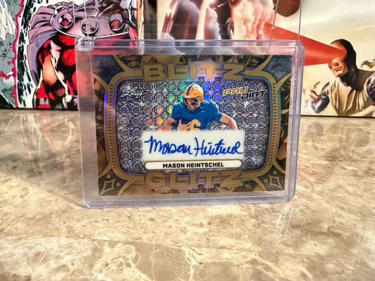 Mason Heintschel Leaf Paydirt Football Blitz Glitz Metal Auto SSP /15