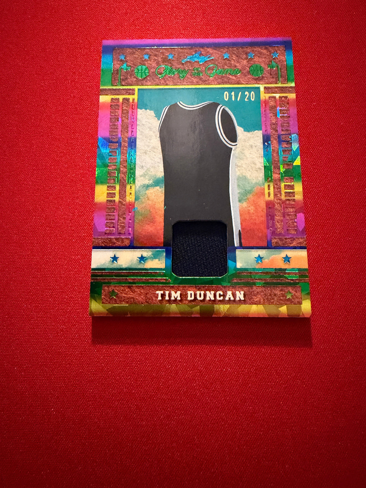 Tim Duncan 2025 Leaf Glory of the Game Game-Used Jersey 1/20 Bookend