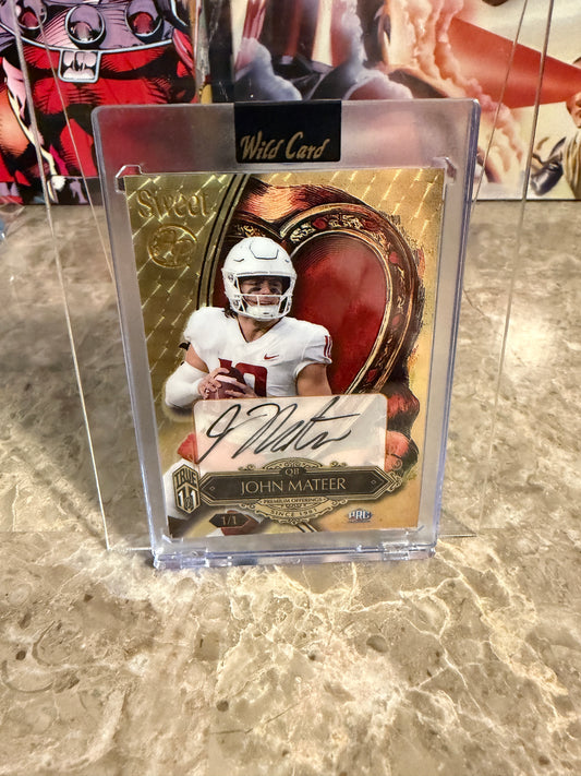 John Mateer 2026 Wild Card Wild Art 1/1 Gold Vinyl Auto