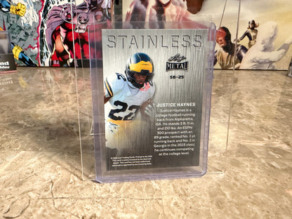 Justice Haynes 2026 Leaf Metal Football Stainless Pink Shimmer /6