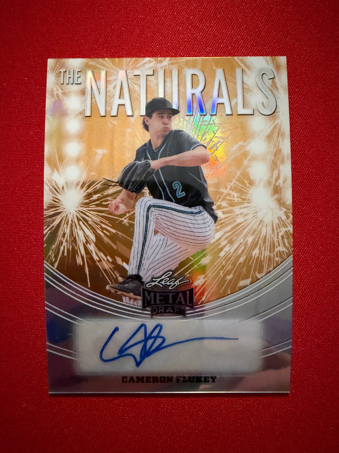 Cameron Flukey 2026 Leaf Metal Draft Edition Baseball The Naturals Auto Gold 1/1