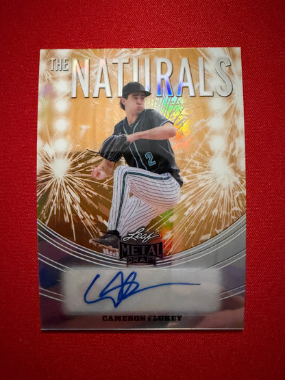 Cameron Flukey 2026 Leaf Metal Draft Edition Baseball The Naturals Auto Gold 1/1