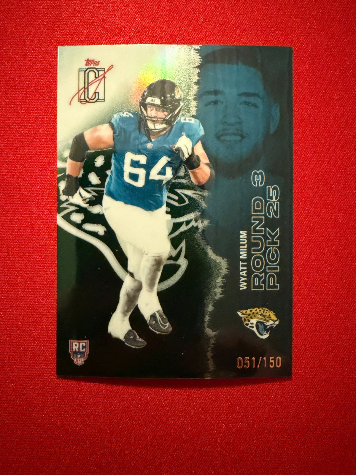 Wyatt Milum 2025 Topps Signature Class Football Chrome Green RC /150 #249