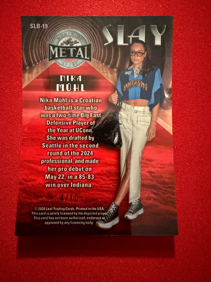 Nika Muhl 2026 Leaf Metal Women Of Sport Slay Silver Prismatic /10