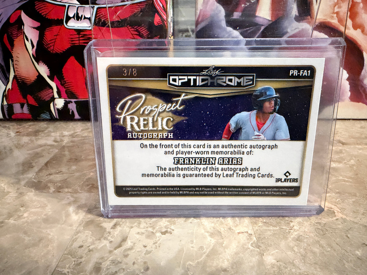 Franklin Arias 2025 Leaf Optichrome Baseball Prospect Relic Auto Pink /8