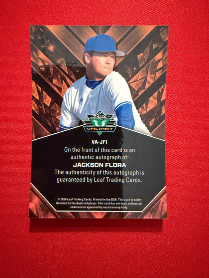 Jackson Flora 2026 Leaf Draft Edition Baseball Valiant Auto #VA-JF1