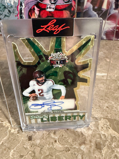 2026 Leaf Metal Independence Day Johnny Manziel Super Gold 1/1 Statue of Liberty