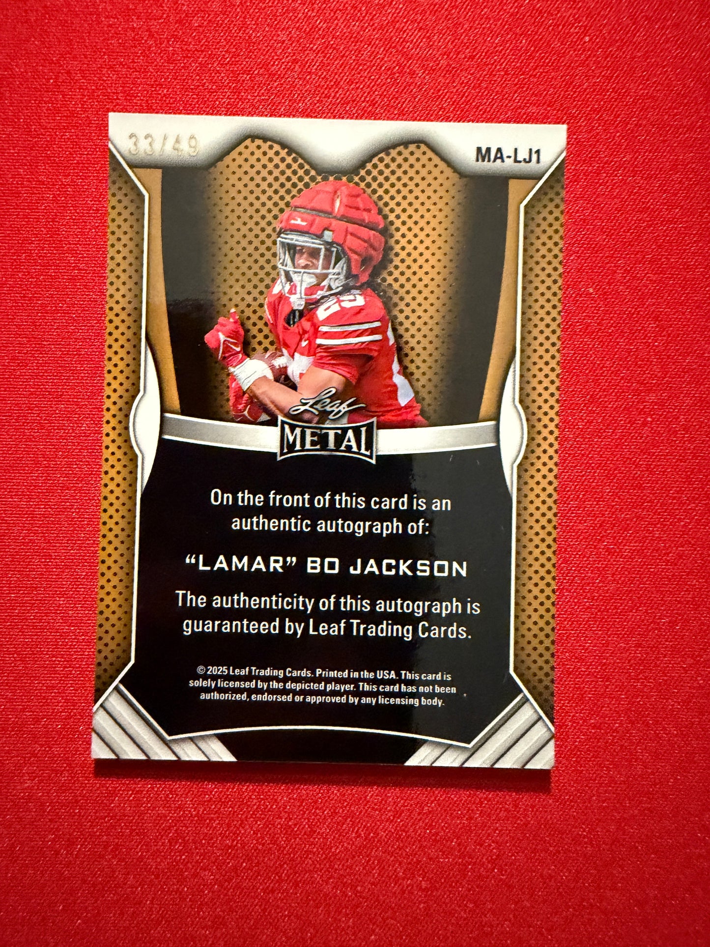 Lamar "Bo" Jackson 2026 Leaf Trinity Football Metal Auto Silver Shimmer /49
