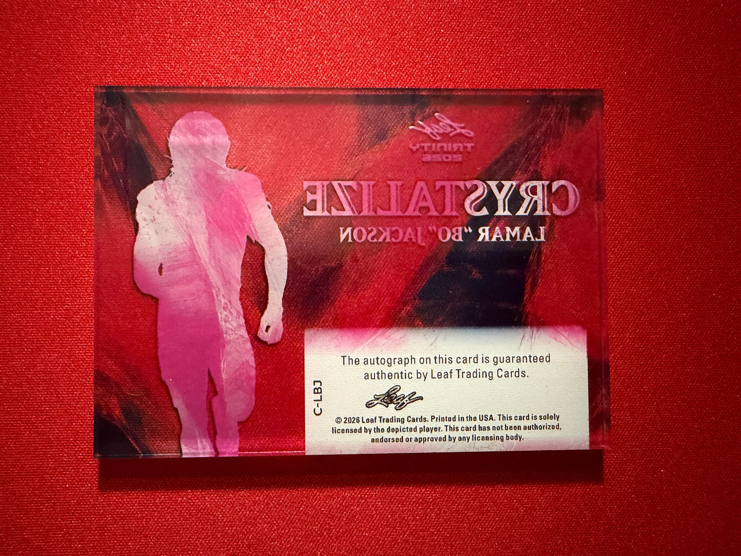 Lamar "Bo" Jackson 2026 Leaf Trinity Football Crystalize Auto Pink