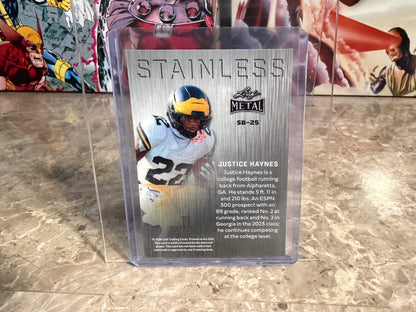 Justice Haynes 2026 Leaf Metal Football Stainless Silver Crystal /12