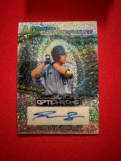 Drew Burress 2025 Leaf Optichrome Baseball Glimpse Into Future Auto Silver /10