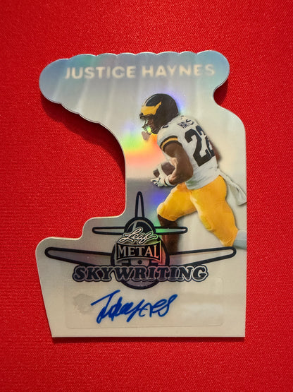 Justice Haynes 2026 Leaf Metal Football Skywriting Silver 3/10