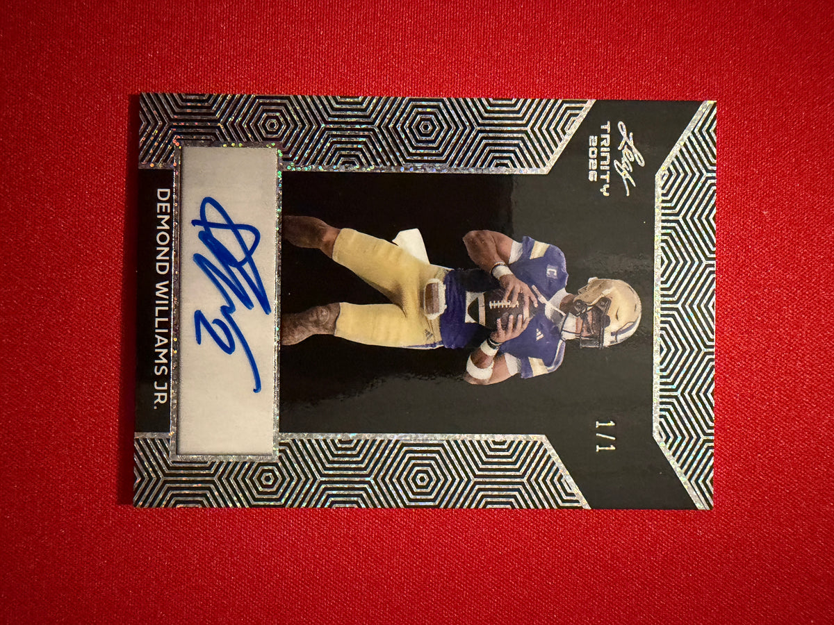 Demond Williams Jr. 2026 Leaf Trinity Football Base Auto Black Silver 1/1