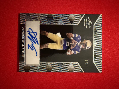 Demond Williams Jr. 2026 Leaf Trinity Football Base Auto Black Silver 1/1
