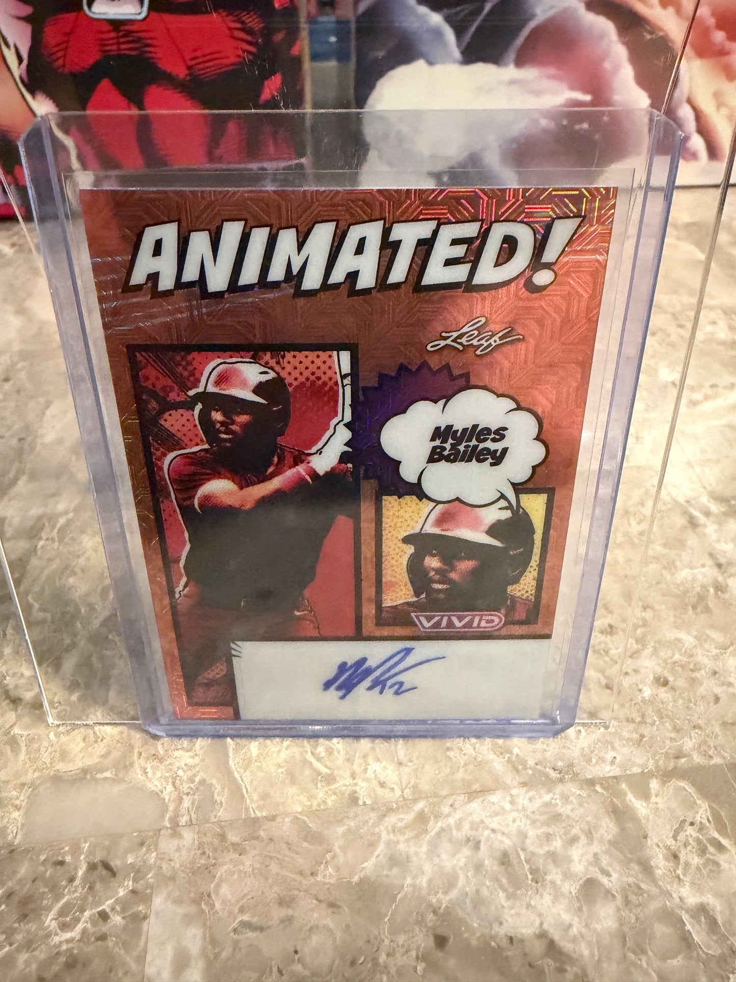 2026 Leaf Vivid Baseball Animated Myles Bailey Auto Techno Foil 3/5