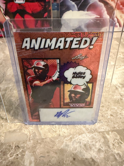 2026 Leaf Vivid Baseball Animated Myles Bailey Auto Techno Foil 3/5