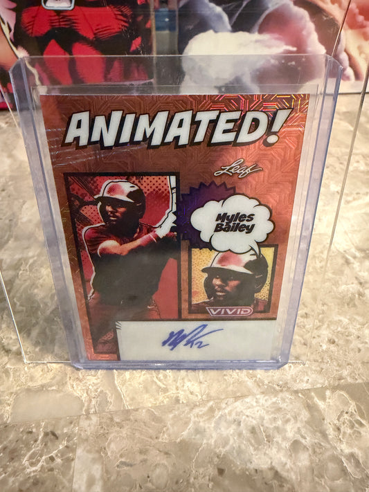 2026 Leaf Vivid Baseball Animated Myles Bailey Auto Techno Foil 3/5