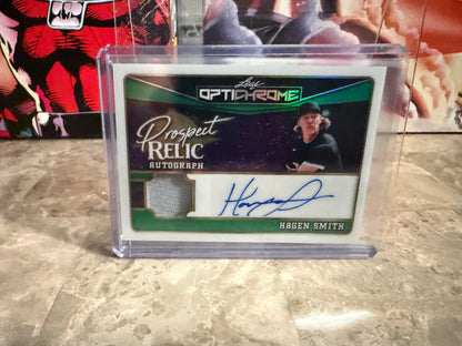 Hagen Smith 2025 Leaf Optichrome Baseball Prospect Relic Auto Green /6