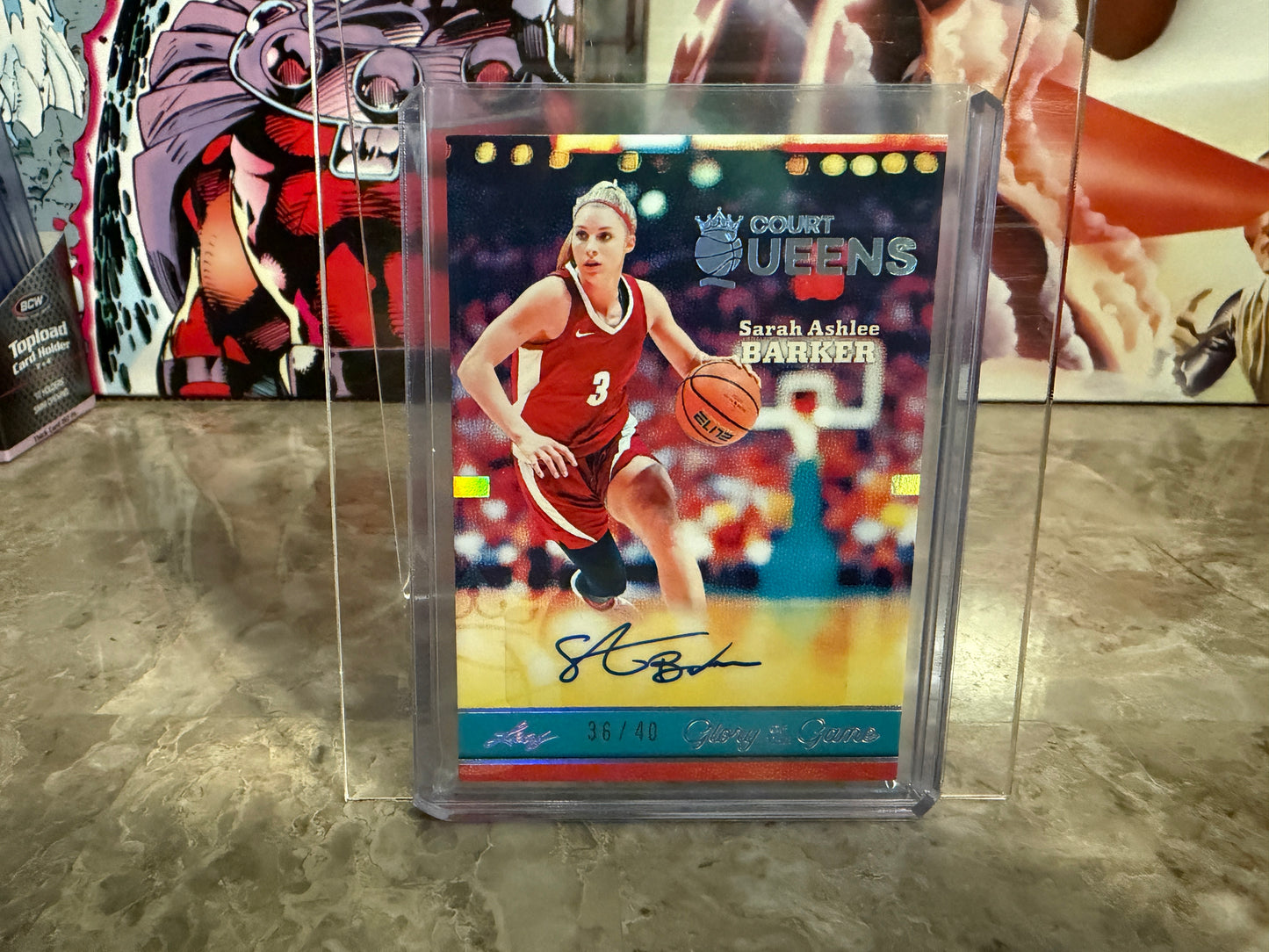 Sarah Ashlee Barker 2025 Leaf Glory of the Game Basketball Court Queens Auto Silver /40
