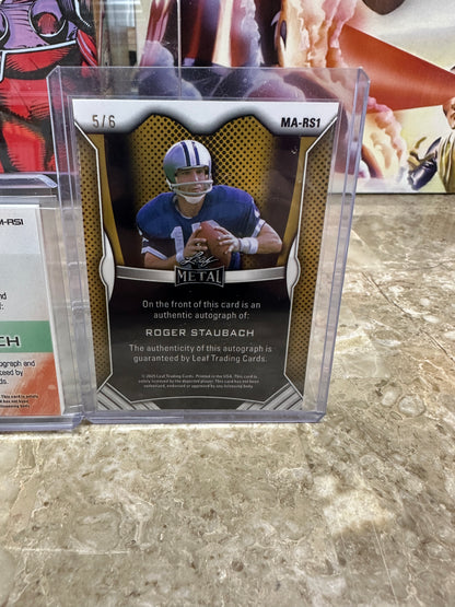 ROGER STAUBACH Dual Auto Lot - 2025 Trinity PATCH /6 & 2026 Metal ON-CARD /6