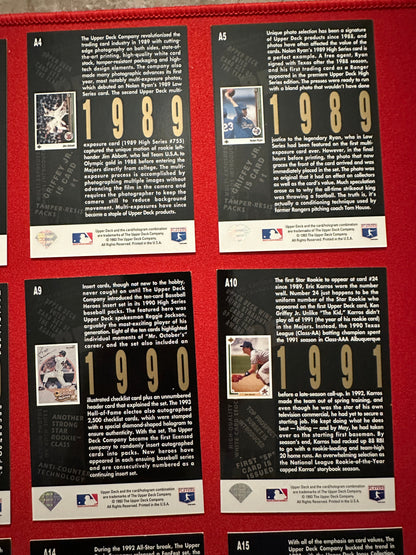 1993 Upper Deck 5TH ANNIVERSARY Complete Insert Set 1-15 - Griffey/Ryan