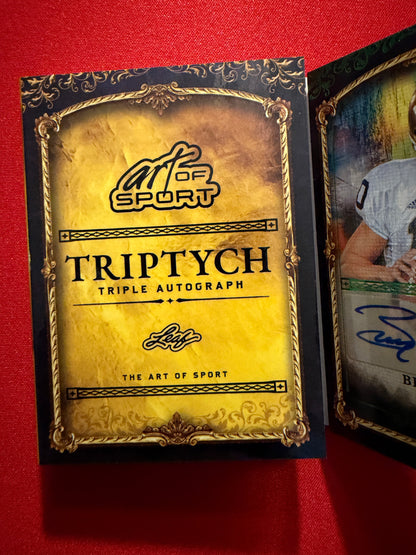 2026 Leaf Art of Sport Notre Dame Triptych Triple Auto Booklet Montana Mirer Quinn Green /5
