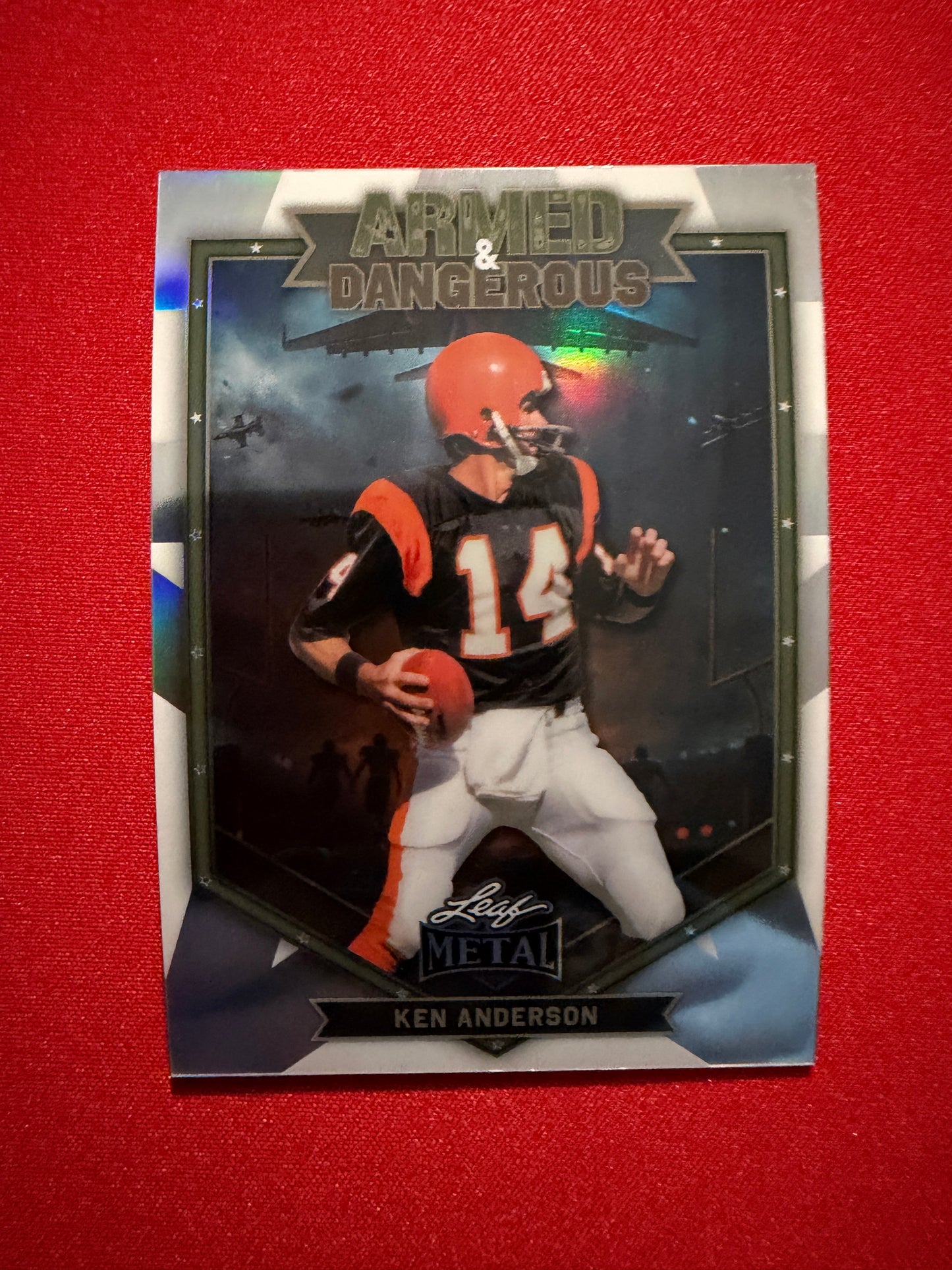 2026 Leaf Metal Football Ken Anderson Armed & Dangerous Silver War /12