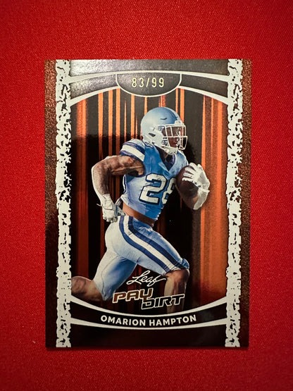 Omarion Hampton 2026 Leaf Paydirt Football Base Orange Parallel /99