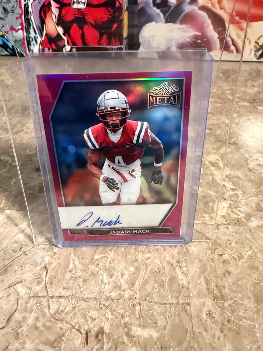 2026 Leaf Metal Football Jabari Mack Auto Pink Prismatic /6