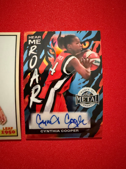 Cynthia Cooper 2026 Leaf Women of Sport Hear Me Roar Auto 1950 2-Card Lot