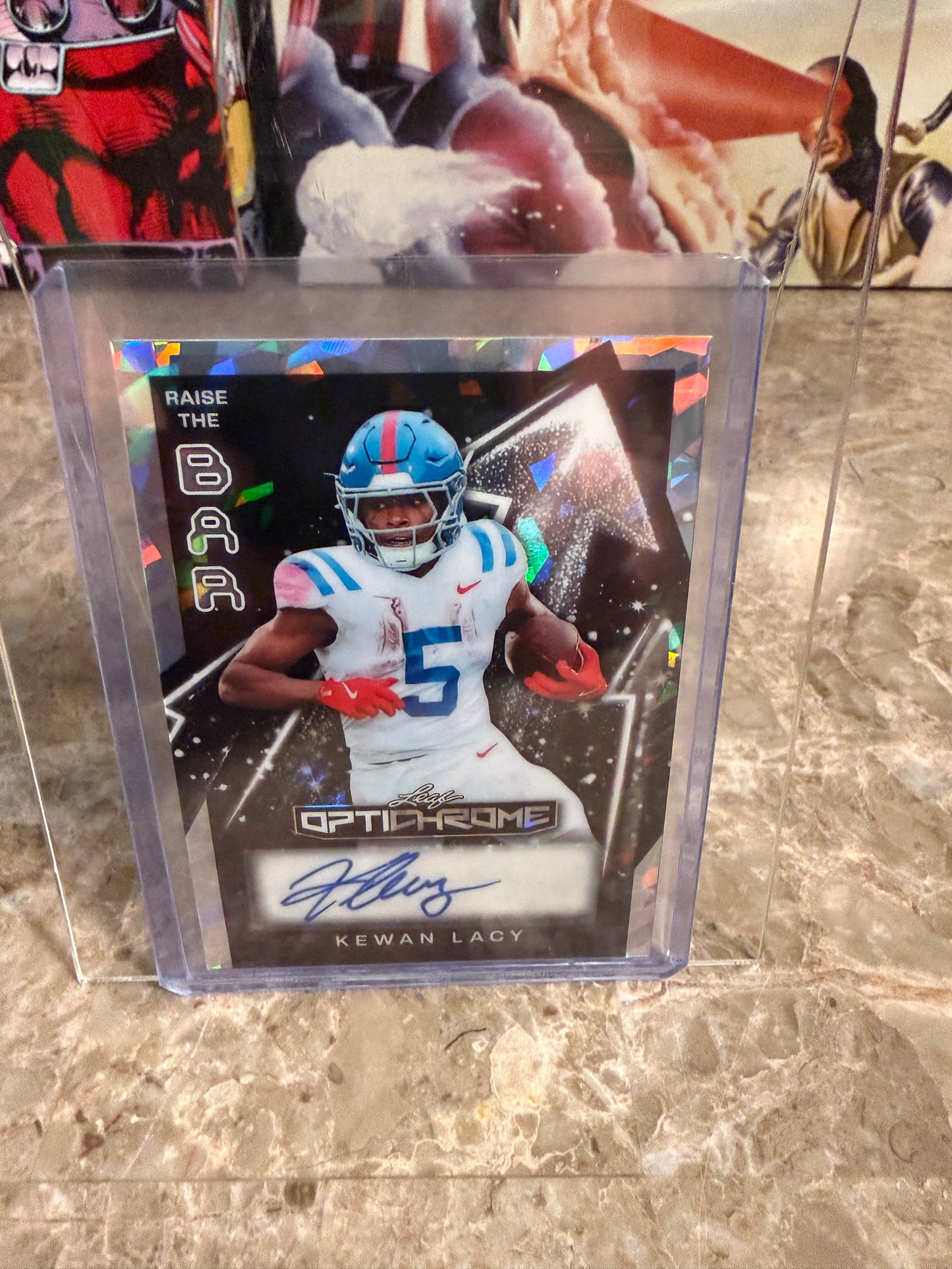 2026 Leaf Optichrome Kewan Lacy Raise The Bar Silver Crystal Auto /10 Ole Miss