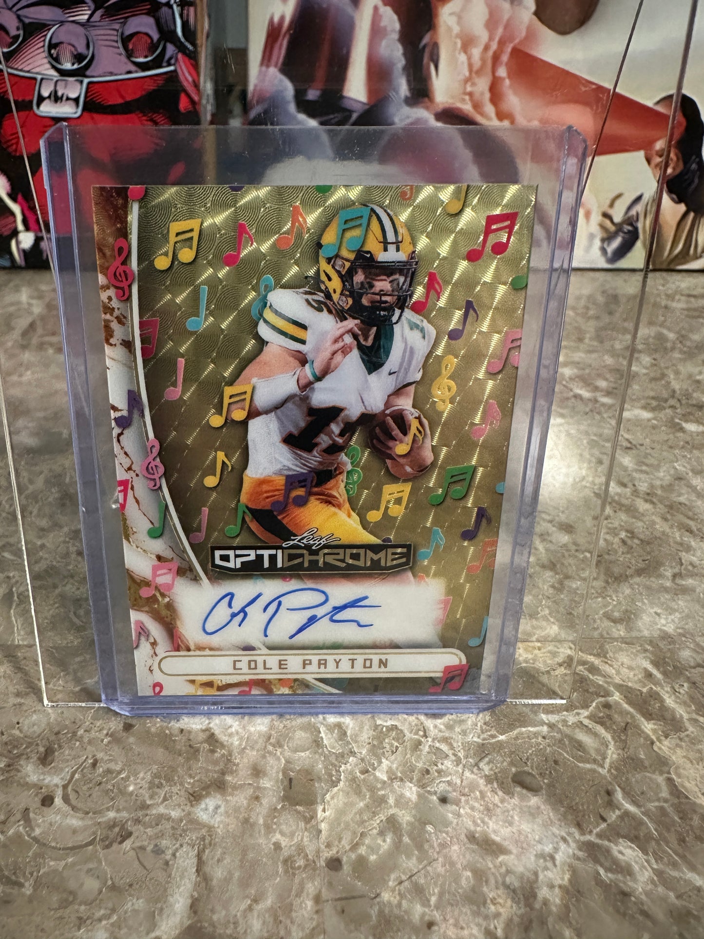 2026 Leaf Optichrome Cole Payton Music Gold Super Prismatic 1/1 Auto Eagles QB