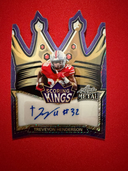 2026 Leaf Metal Football Scoring Kings TreVeyon Henderson Purple Shimmer Auto 1/7