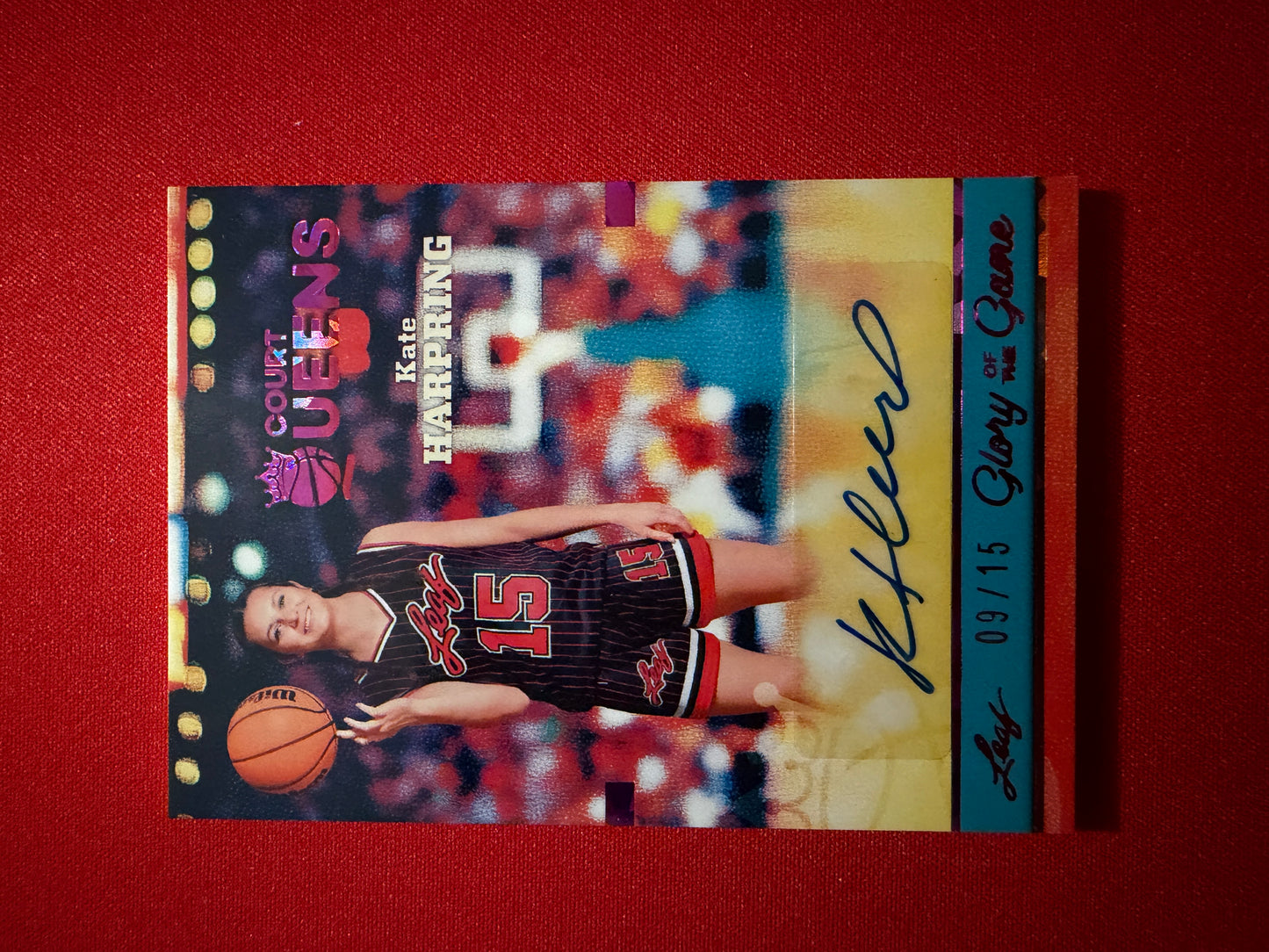 Kate Harpring 2025 Leaf Glory of the Game Basketball Court Queens Auto Pink /15