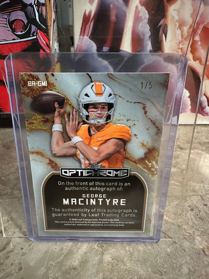 2026 Leaf Optichrome George MacIntyre BLUE SHIMMER AUTO 1/5 Vols 5-Star QB