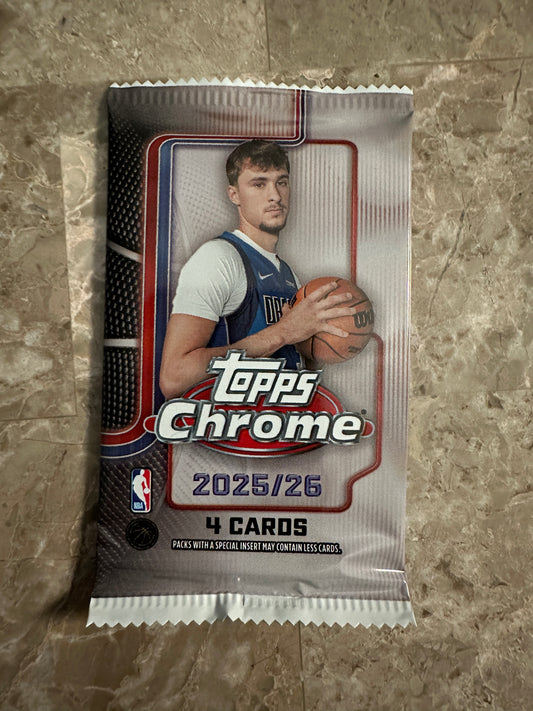 2025-26 Topps Chrome Basketball Pack (1 Pack - 4 cards)