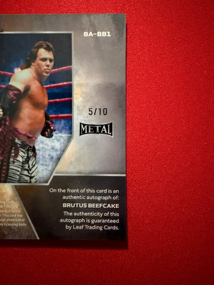 Brutus Beefcake 2026 Leaf Metal Ring Kings Base Auto Silver /10