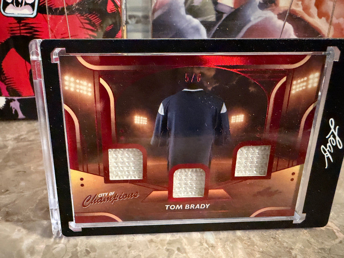 Tom Brady 2026 Leaf City of Champions Materials Triple Game-Used Red /6