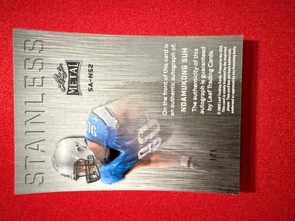 Ndamukong Suh 2026 Leaf Metal Football Stainless Auto Gold Shimmer 1/1