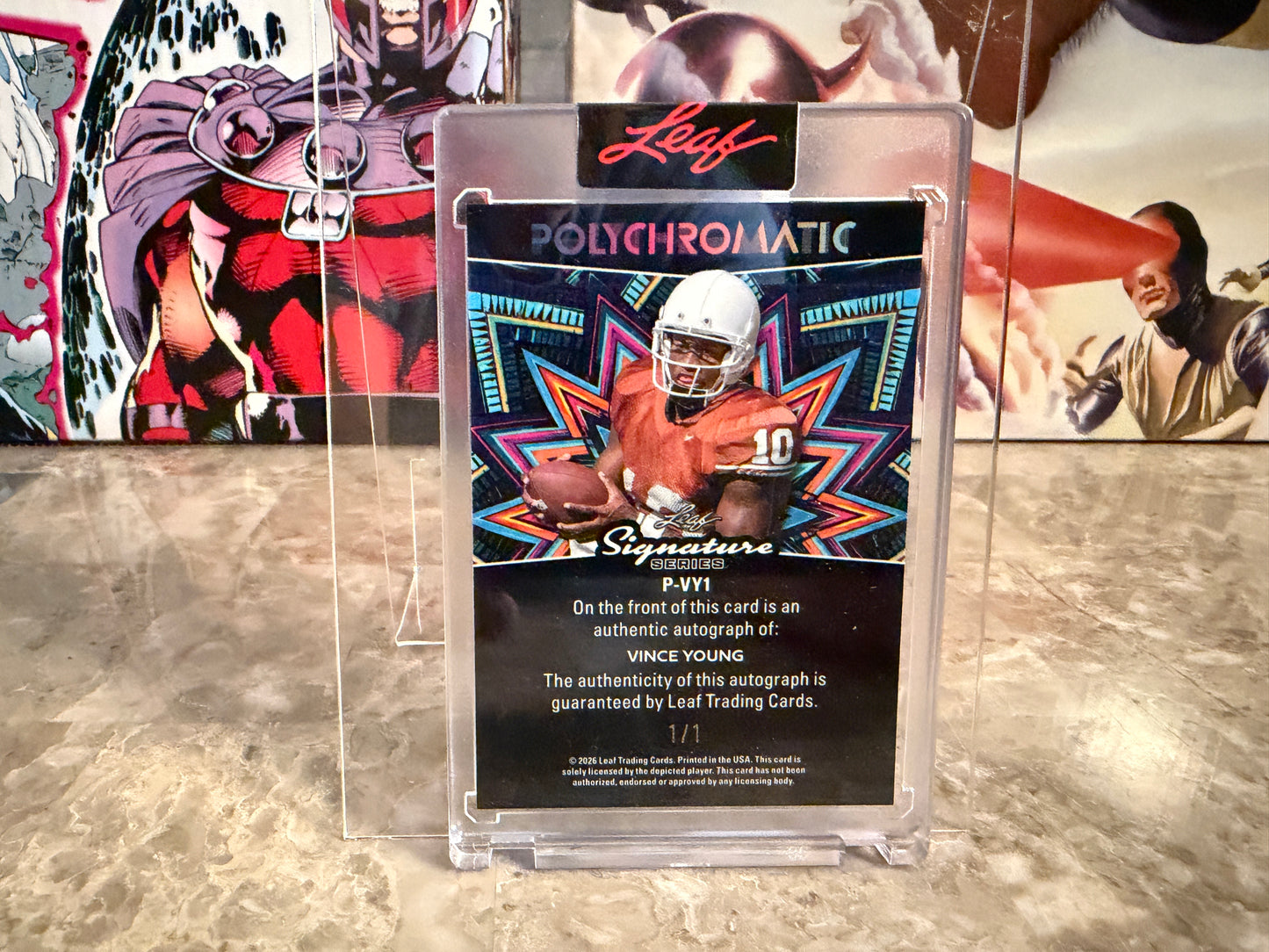 Vince Young 2026 Leaf Signature Series Sports Polychromatic Auto Red 1/1