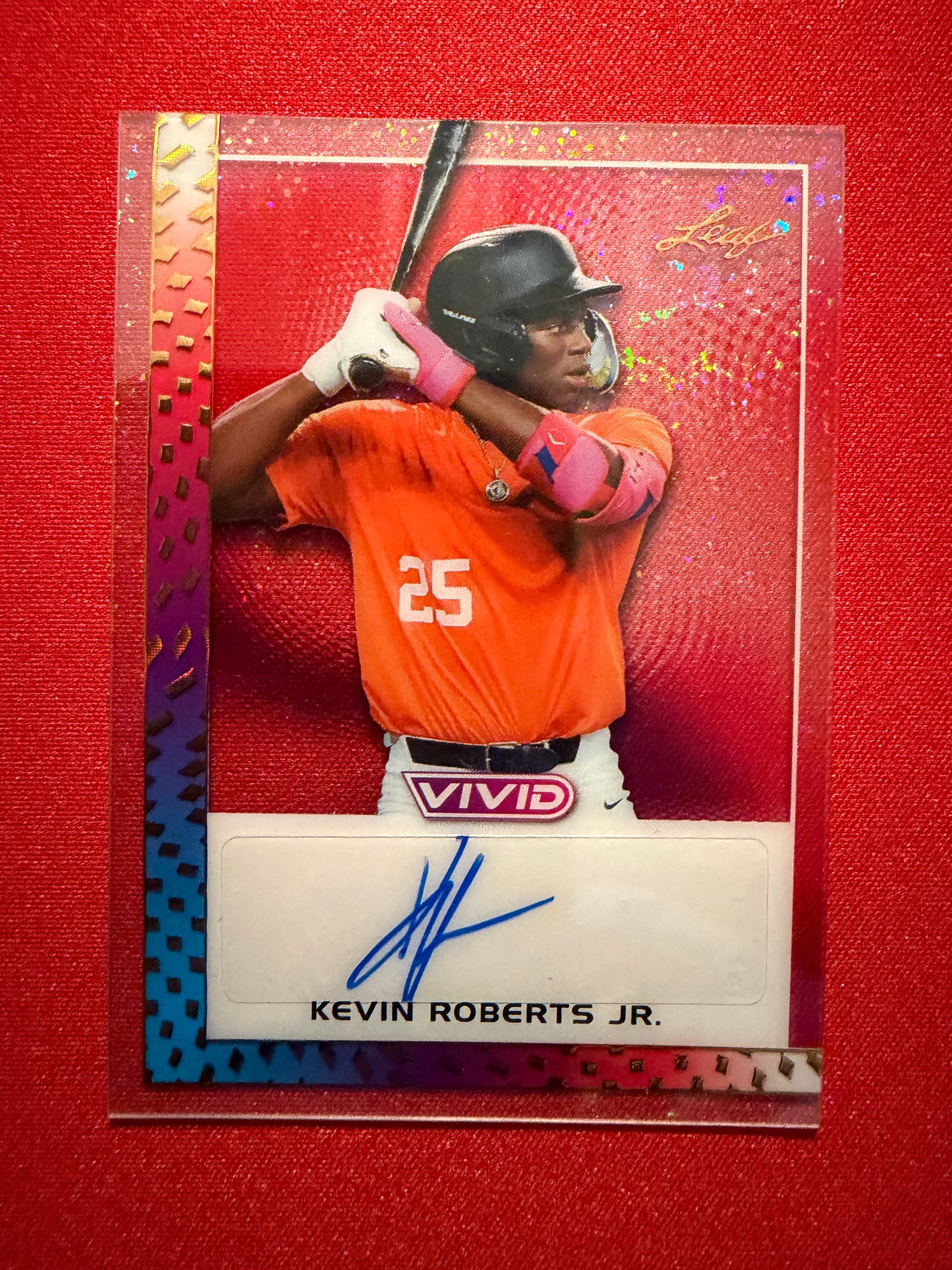 2026 Leaf Vivid Baseball Kevin Roberts Jr Clear Base Auto Stardust Yellow 1/1