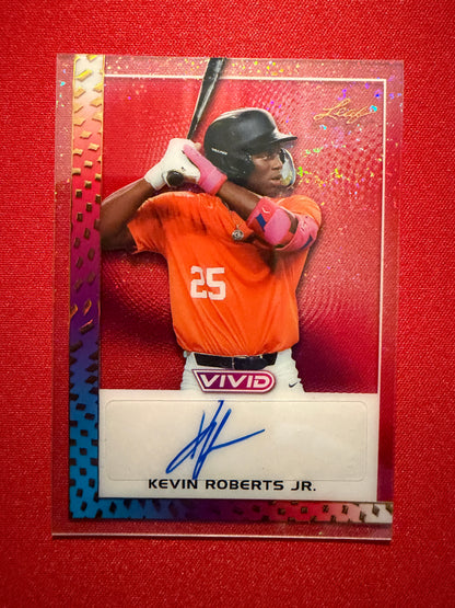 2026 Leaf Vivid Baseball Kevin Roberts Jr Clear Base Auto Stardust Yellow 1/1