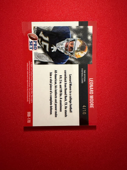 Leonard Moore 2026 Leaf Pro Set Metal Football 1990 Red White Blue /10