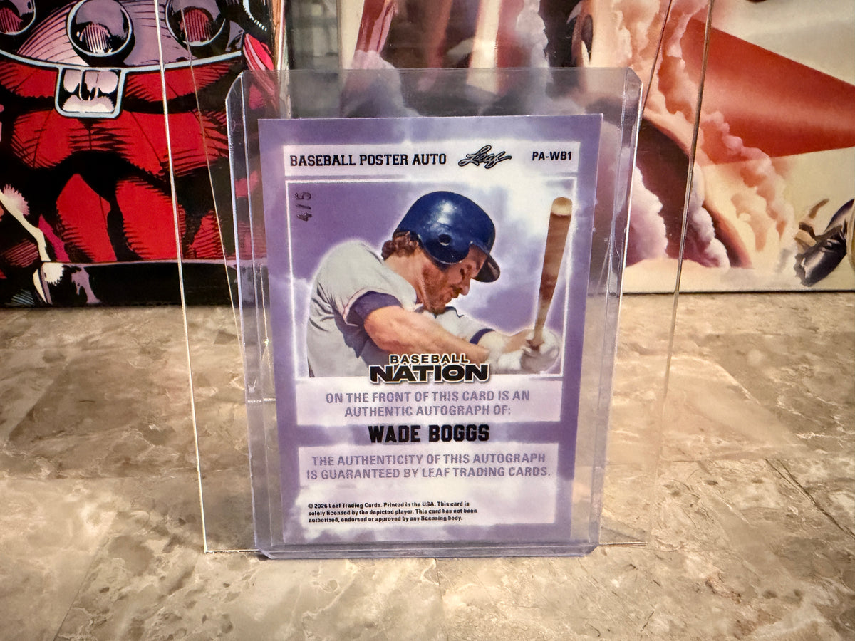 2026 Leaf Baseball Nation Wade Boggs Poster Auto Green Cracked Ice /5