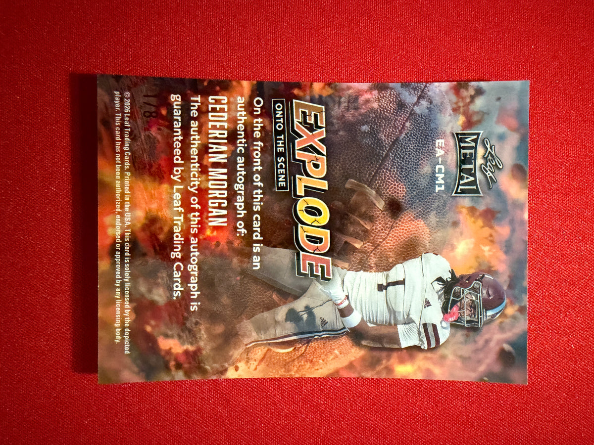 Cederian Morgan 2026 Leaf Metal Football Explode Onto The Scene Auto Platinum /8
