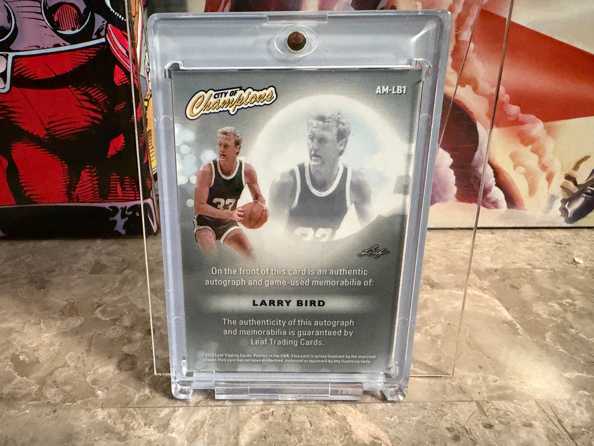 Larry Bird 2026 Leaf City of Champions Auto Memorabilia Game-Used Red /6