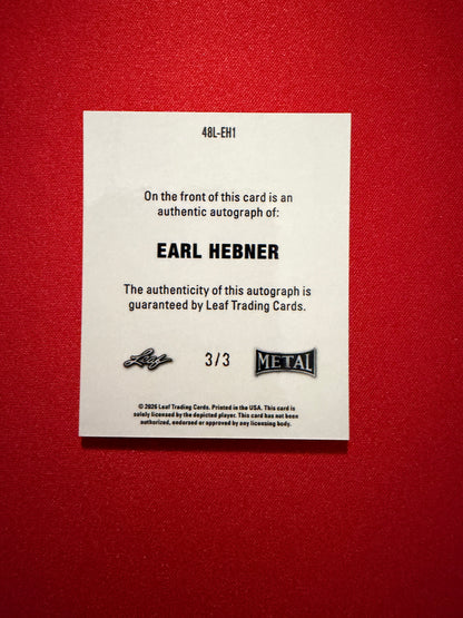Earl Hebner 2026 Leaf Metal Ring Kings 1948 Auto Green 3/3 Bookend