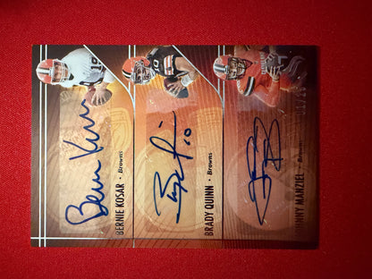 Bernie Kosar Brady Quinn Manziel 2025 Panini Silhouette Triple Autographs 1/25 Bookend